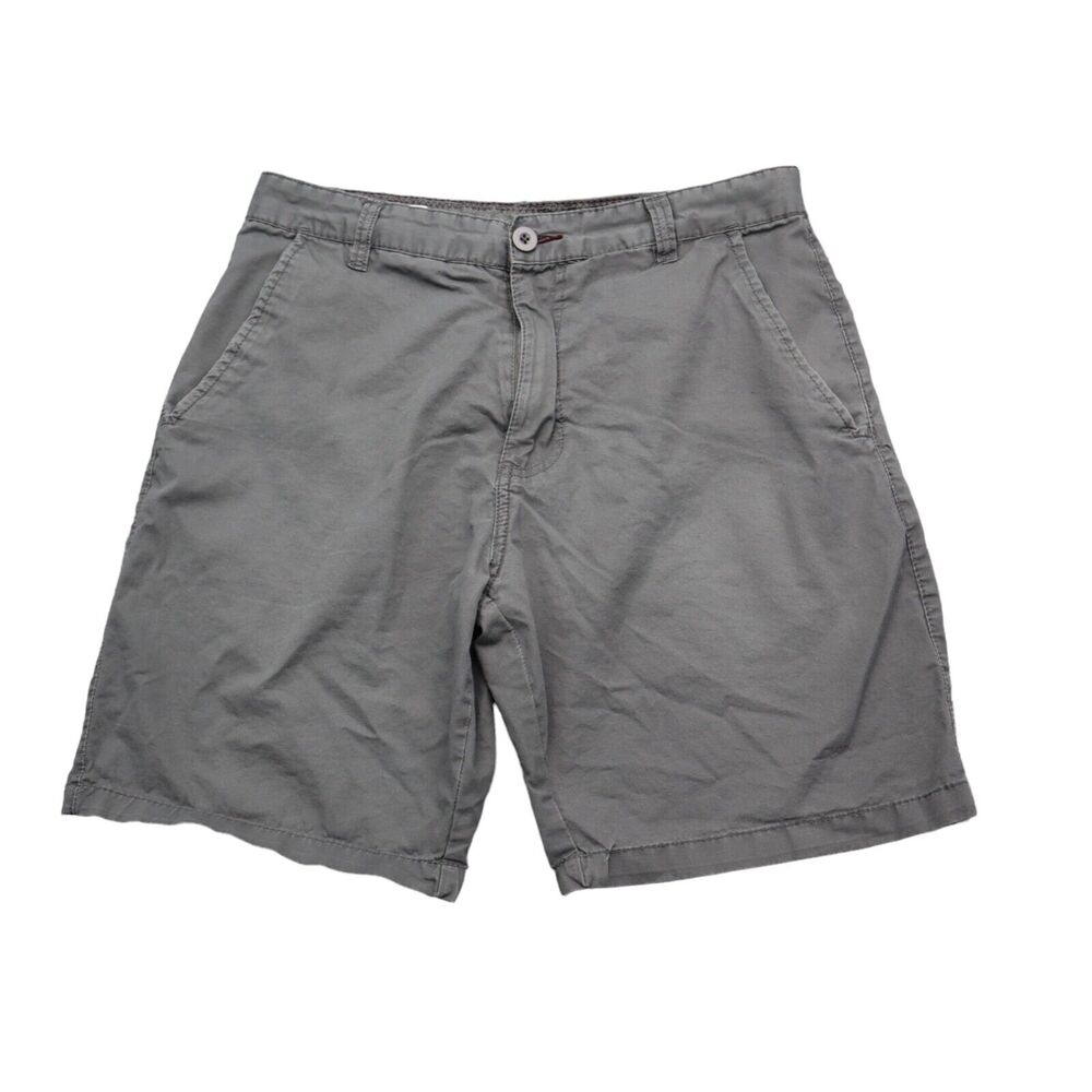 Burnside Shorts Mens 30 Grey High Rise Solid Flat Front Bermuda Cotton Pull On
